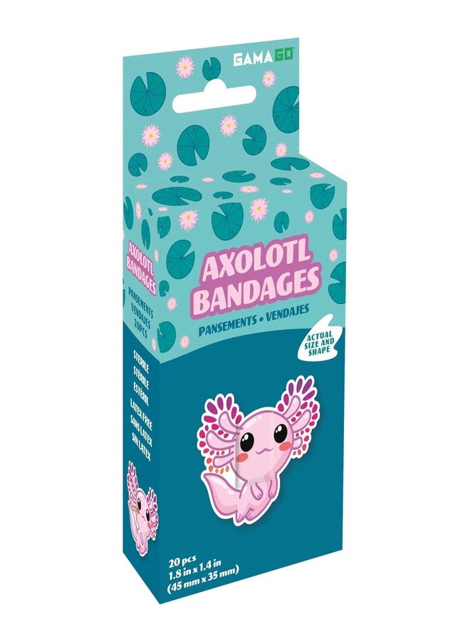GAMAGO Axolotl Shaped Bandages Kids & Kidults - Set of 20 Individually Wrapped Self Adhesive Bandages - Sterile, Latex-Free & Easily Removable - Funny Gift & First Aid Addition - Image 1
